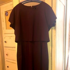 J CREW sz 8 Burgundy reverse capelet cap sleeve dress